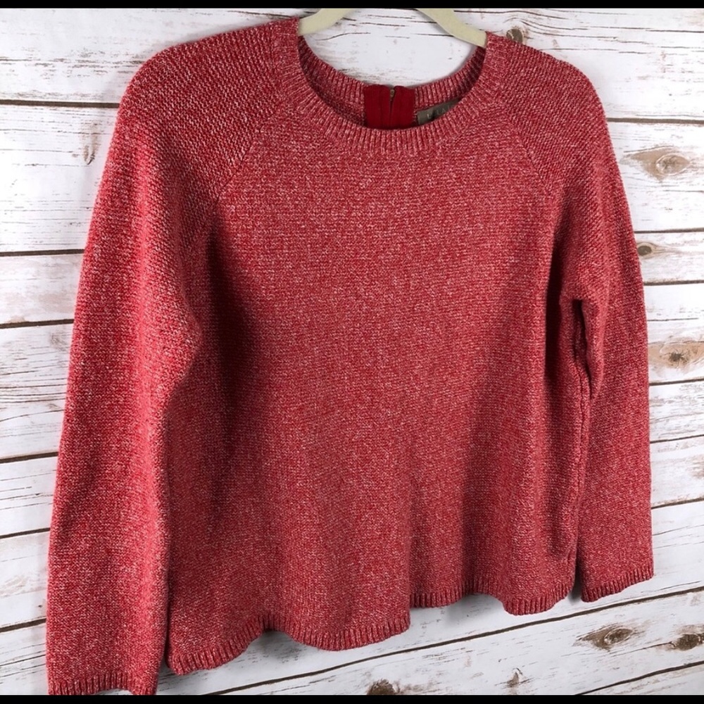 Lilla P red white marled zip back soft sweater